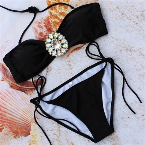 Nieuwe Badmode Vrouwen Sexy Rhinestone Bikini Set Push Up Top Badpak