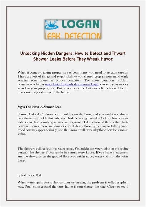 PPT - Unlocking Hidden Dangers- How to Detect and Thwart Shower Leaks ...