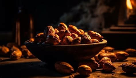 Premium AI Image Nutty Snack Bowl Hazelnut Pecan Almond Walnut