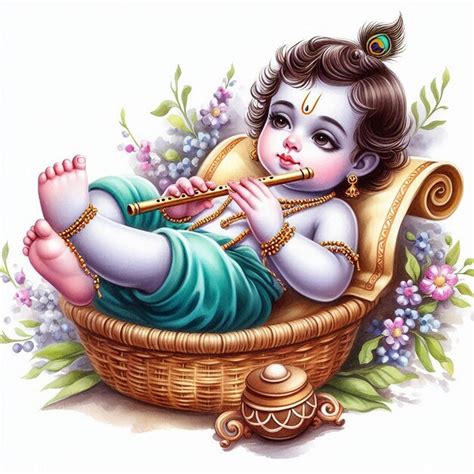 Watercolor Lord Gopal Image Premium Ai Generated Image