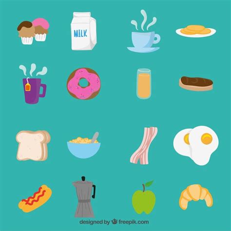 Iconos Del Desayuno Vector Gratis