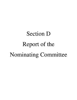 Fillable Online Section D Report Of The Nominating Committee