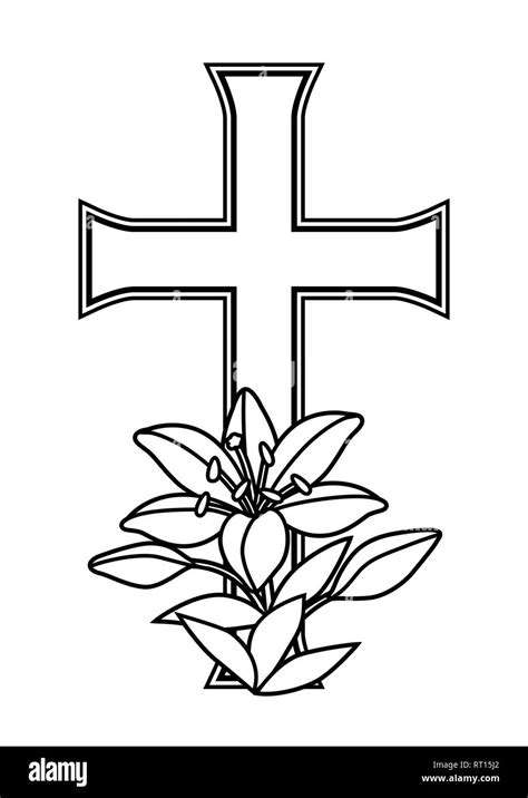 Cross With Lilies Clipart