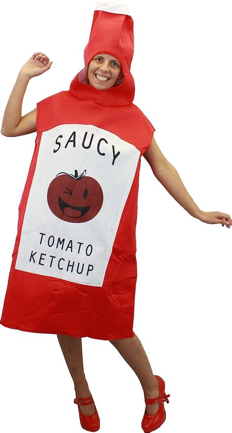 Ladies Saucy Tomato Ketchup Bottle Fancy Dress Costume Novelty Red