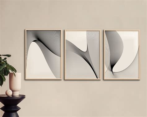 Black White Set of 3 Minimalist Wall Art Printable Abstract - Etsy