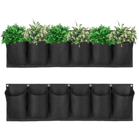 6 Poches Sac à Plantes Mural Horizontaux Sac de Plantation Jardin Pot