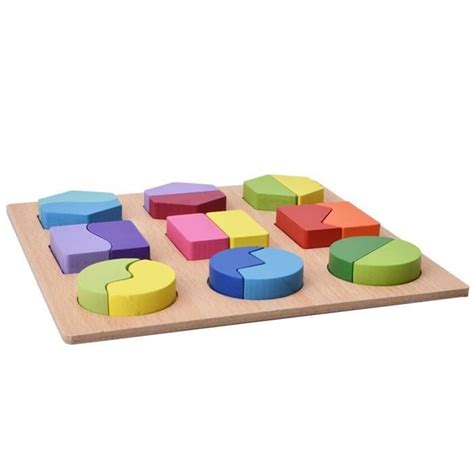 ZERONE Jeu de puzzle Blocs de formes géométriques en bois Puzzle