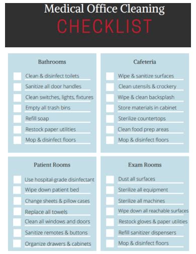 Free 10 Office Cleaning Checklist Samples Daily Audit Medical