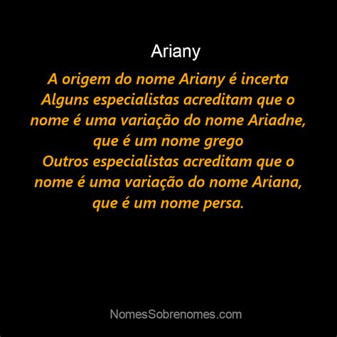 Qual O Significado Do Nome Ariany