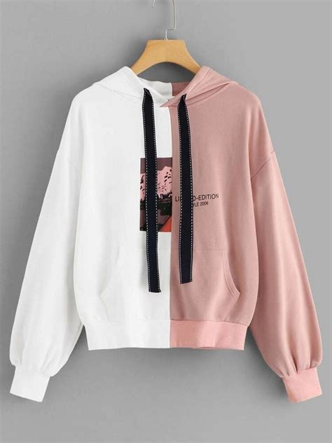 Lilicloth Long Sleeve 1 Pink White Women Tops Cotton Blend Hoodie Tops