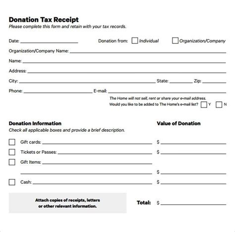 Printable Salvation Army Donation Receipt