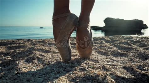 Ballerina Feet in Pointe Shoes. Legs of Professional Dancer Shows Classic Pas Stock Footage ...