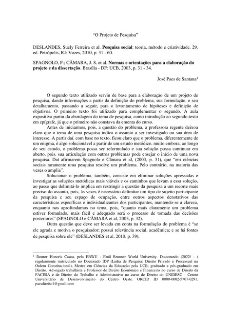 Pdf O Projeto De Pesquisa