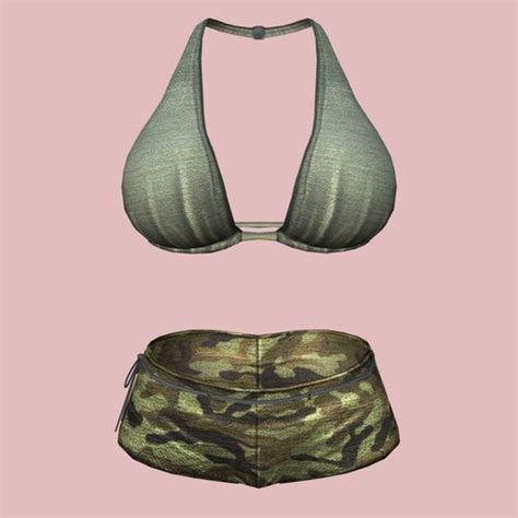 3D Model Sexy Green Army Bikini VR AR Low Poly CGTrader