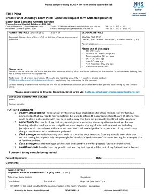 Fillable Online 2 EBU Pilot Combined BRCA Consent Lab Request Form AGD