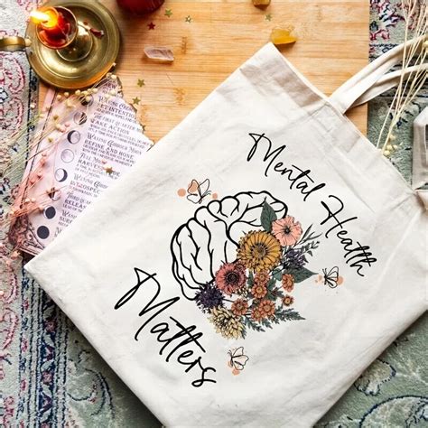 Mental Health Matters Tote Bag Floral Canvas Shoulder Bag Tote Shopping