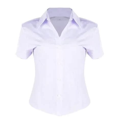 Camisete Branca Camisa Social Feminina Manga Curta Gabardine Passa