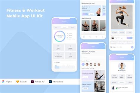 Fitness Workout Mobile App Ui Kit Graphic By Betush Creative Fabrica