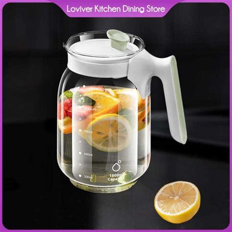 Loviver Cold Water Carafe Water Jug Glass 1 8L Cold Water Bottle