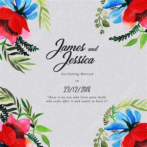 Floral Wedding Invites Vector Art Png Watercolor Floral Wedding