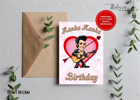 Elvis Presley Printable Birthday Card Elvis Hunka Hunka Happy Birthday Funny Birthday Card Elvis