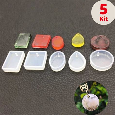 Kit 5 moldes de silicone pingente colar chaveiro brinco joias várias