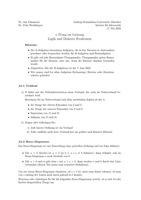 Blatt 04 Dr Jan Johannsen Ludwig Maximilians Universität München Dr