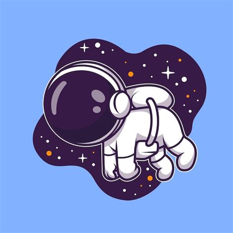 Lindo Astronauta Flotando Y Durmiendo En El Espacio Dibujos Animados Vector Icono Ilustración