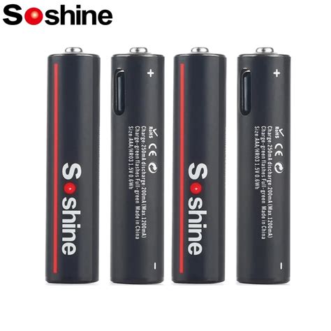 Soshine USB 600mWh Lithium Batteries 1 5V AAA 600mWh Rechargeable