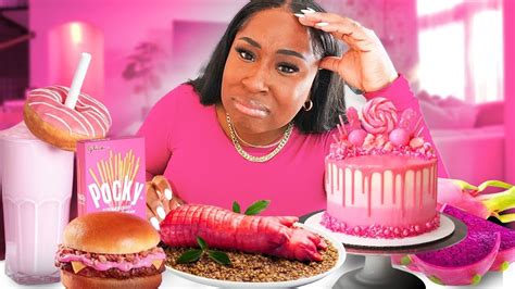 I Only Ate Pink Foods For 24 Hour Challenge Youtube