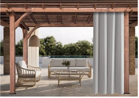 Rideaux D extérieur 155x200cm Gris Rideau pour Pergola Imperméable