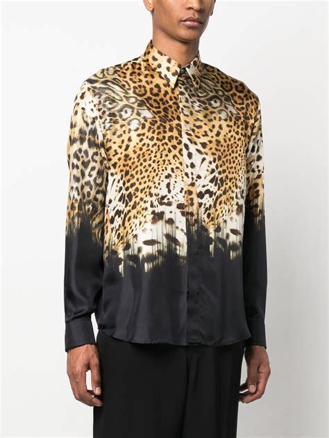 Roberto Cavalli Leopard Print Long Sleeved Shirt Neutrals Farfetch Uk