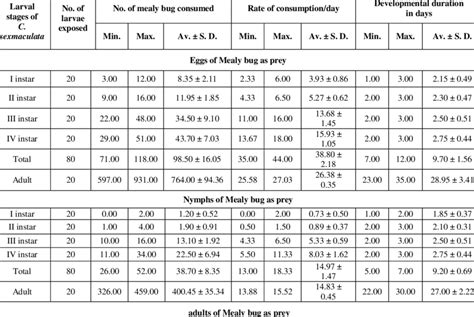 Feeding Potential Of C Sexmaculata On Different Stages Of P