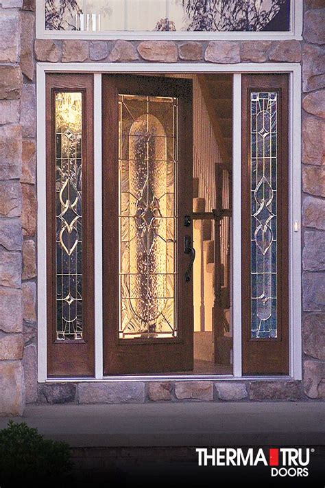 Full Lite Fiberglass Exterior Door With Decorative Glass By Therma Tru