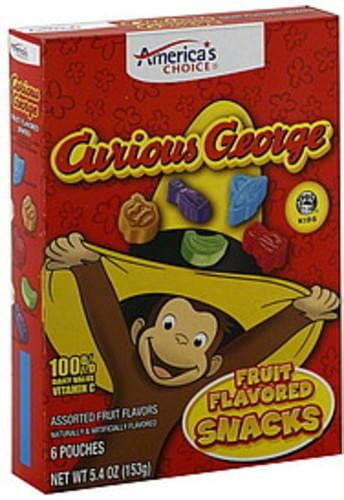 Americas Choice Curious George, Assorted Fruit Flavors Fruit Flavored Snacks - 6 ea, Nutrition ...