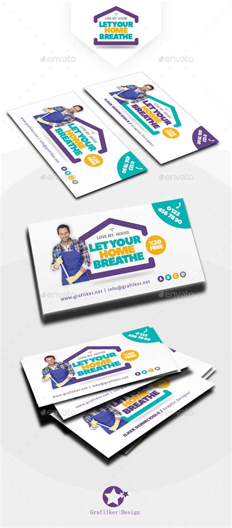 House Cleaning Business Card Templates by grafilker | GraphicRiver