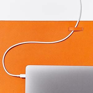 Amazon Nordik Leather Desk Mat Cable Organizer Tangerine Orange