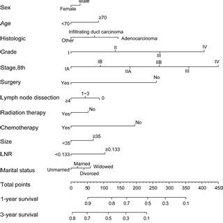 Nomogram For Predicting The 1 3 And 5 Year Overall Survival Of Patients