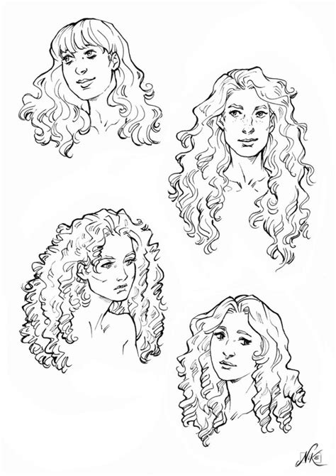 Curly hair Drawing Reference and Sketches for Artists