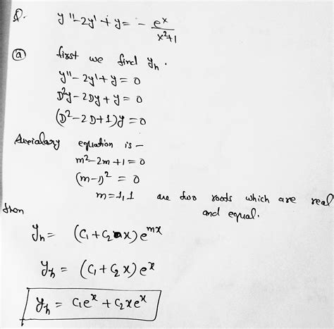 Solved Consider The Differential Equation Y 2y Y E X X 2