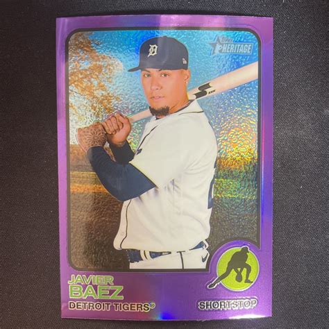 2022 Topps Heritage High Number Baseball Javier Baez Purple Refractor