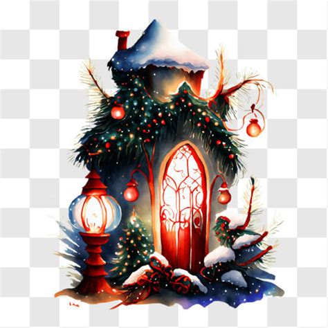 Baixe Rvore De Natal Ornamentada Em Uma Paisagem Nevada Png Creative