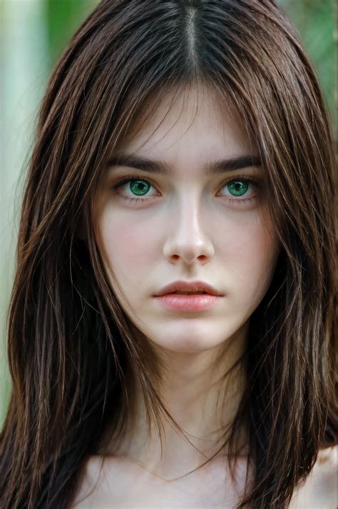 A Close Up Of A Woman With Long Hair And Green Eyes Seaart Ai