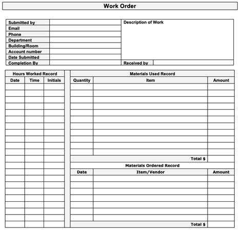 15 Work Order Template Fillable Download [word Excel Pdf] Templates Art