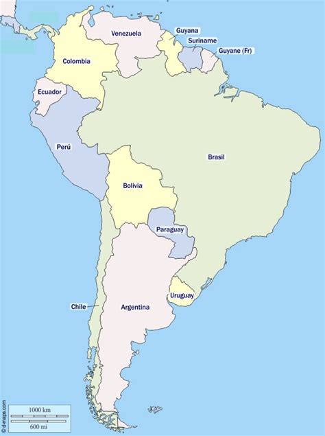 Countries in South America (list and map) - Learner trip