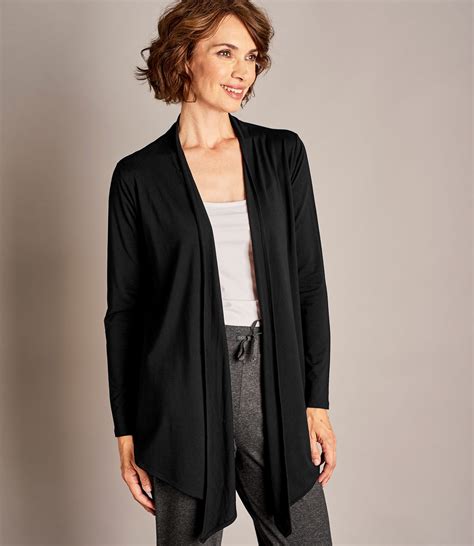 Black | Womens Waterfall Cardigan | WoolOvers US