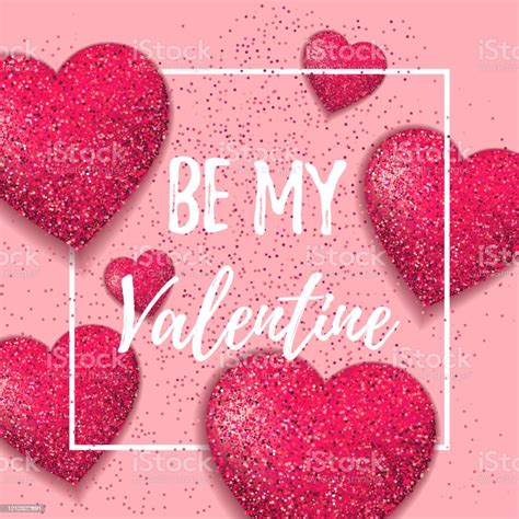 Happy Valentines Day Romantic Design Elements Be My Valentine Love Pink