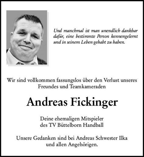 Traueranzeigen Von Andreas Fickinger Vrm Trauer De