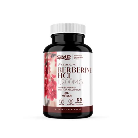 Private Label Premium Berberine HCL 1 200mg Per Serving W Bioperine