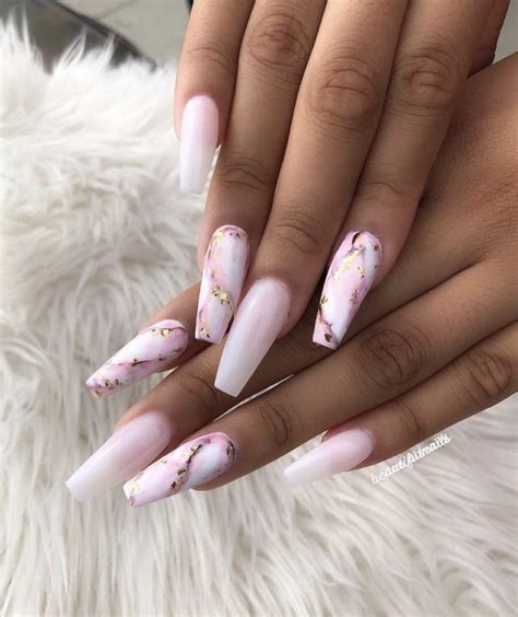 Light Pink Marble Coffin Nails Ombre Nail Designs Beauty Nails Coffin Nails Designs